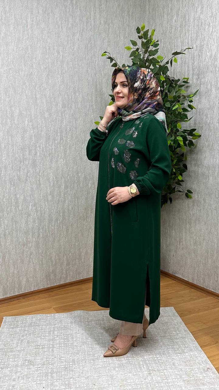 TAŞLI KREP KAP ZÜMRÜT