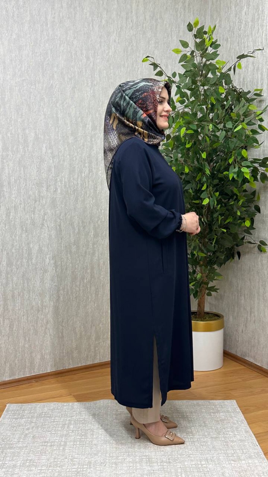 TAŞLI KREP KAP LACİVERT