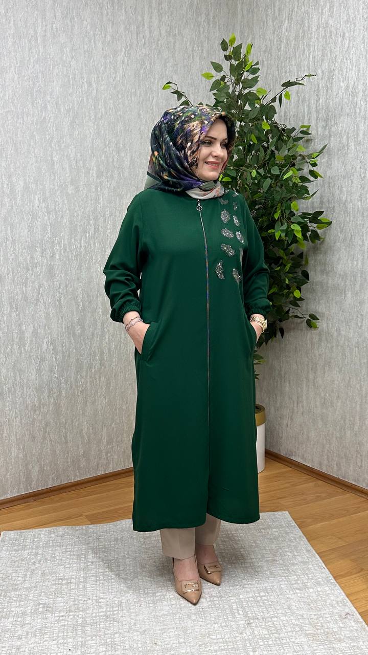 TAŞLI KREP KAP ZÜMRÜT