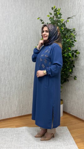 TAŞLI KREP KAP İNDİGO