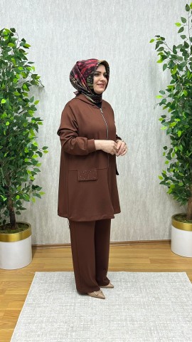 ADA KAPÜŞONLU İPEK OYSHO TAKIM KAHVE