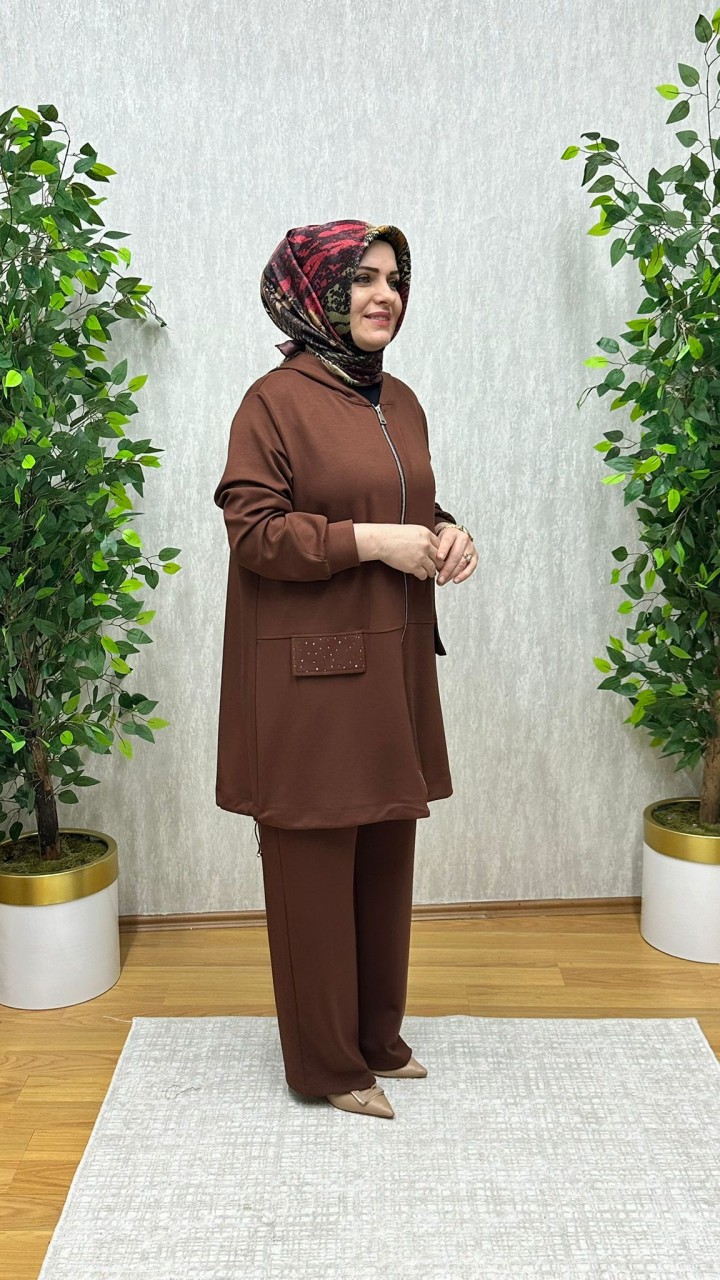ADA KAPÜŞONLU İPEK OYSHO TAKIM KAHVE