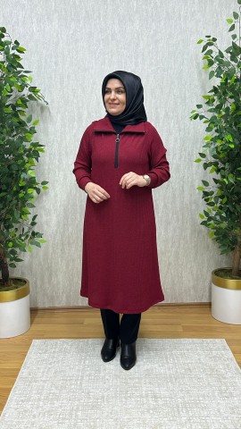 ASYA FİTİLLİ YUMOŞ TRİKO TUNİK BORDO