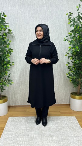 ASYA FİTİLLİ YUMOŞ TRİKO TUNİK SİYAH