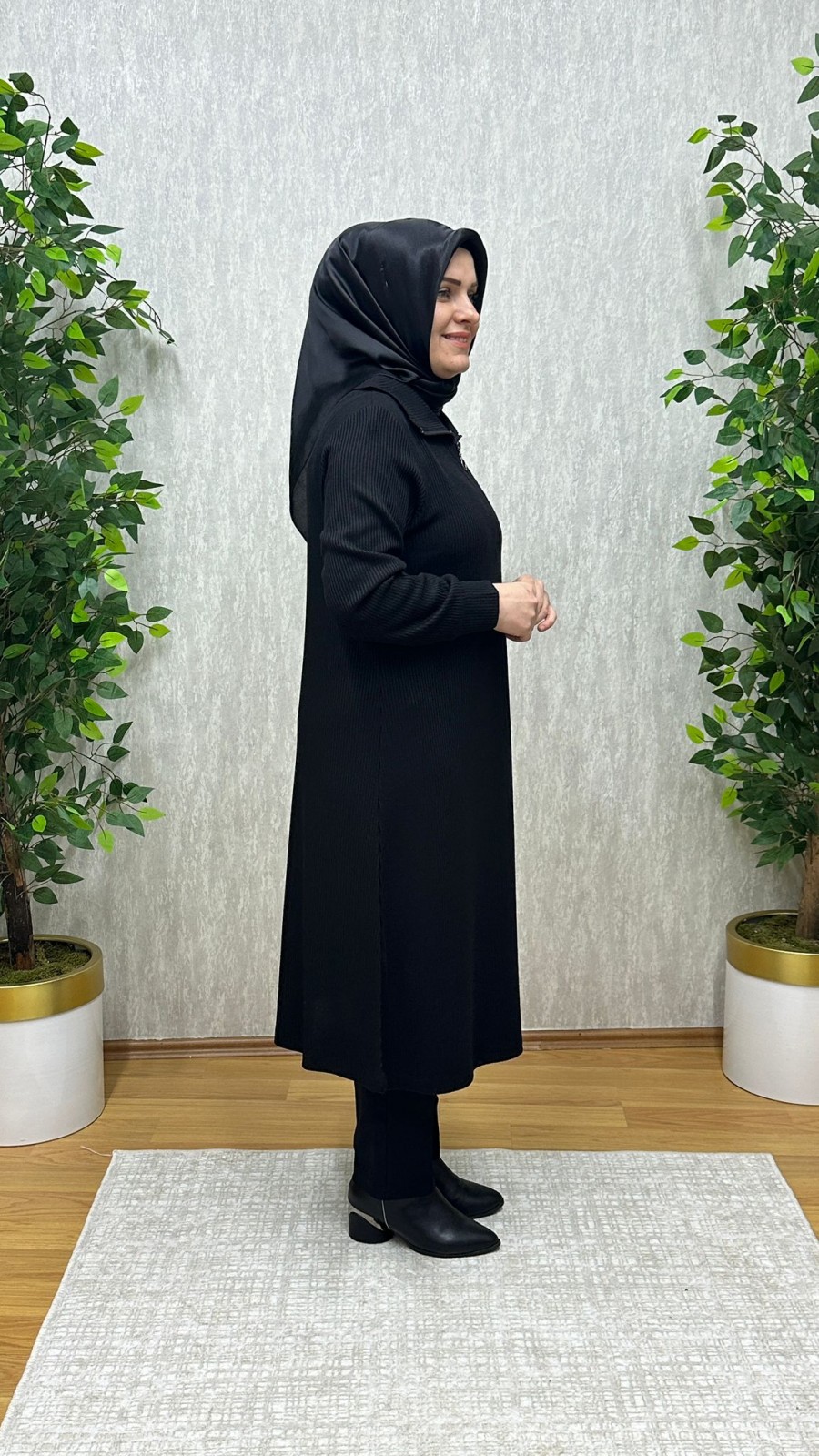 ASYA FİTİLLİ YUMOŞ TRİKO TUNİK SİYAH