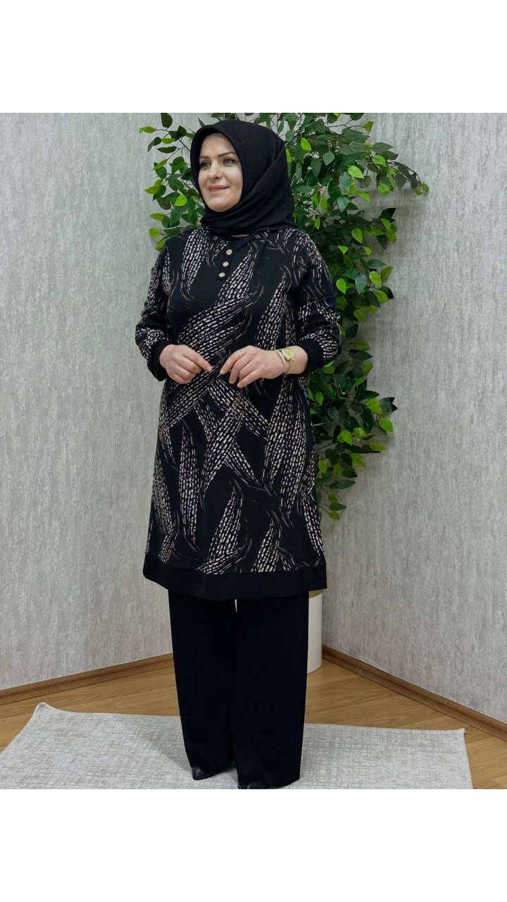 AYÇA ÖRME KREP KALIN DESENLİ TAKIM