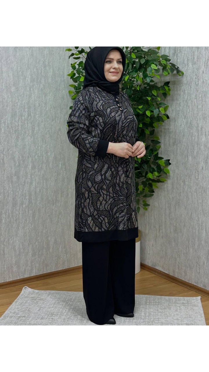 AYÇA ÖRME KREP İNCE DESENLİ TAKIM