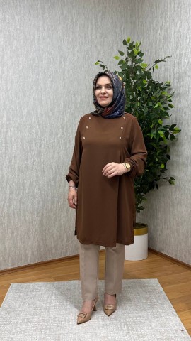 GÖZDE KREP TUNİK KAHVE GÖZDE KREP TUNİK KAHVE
