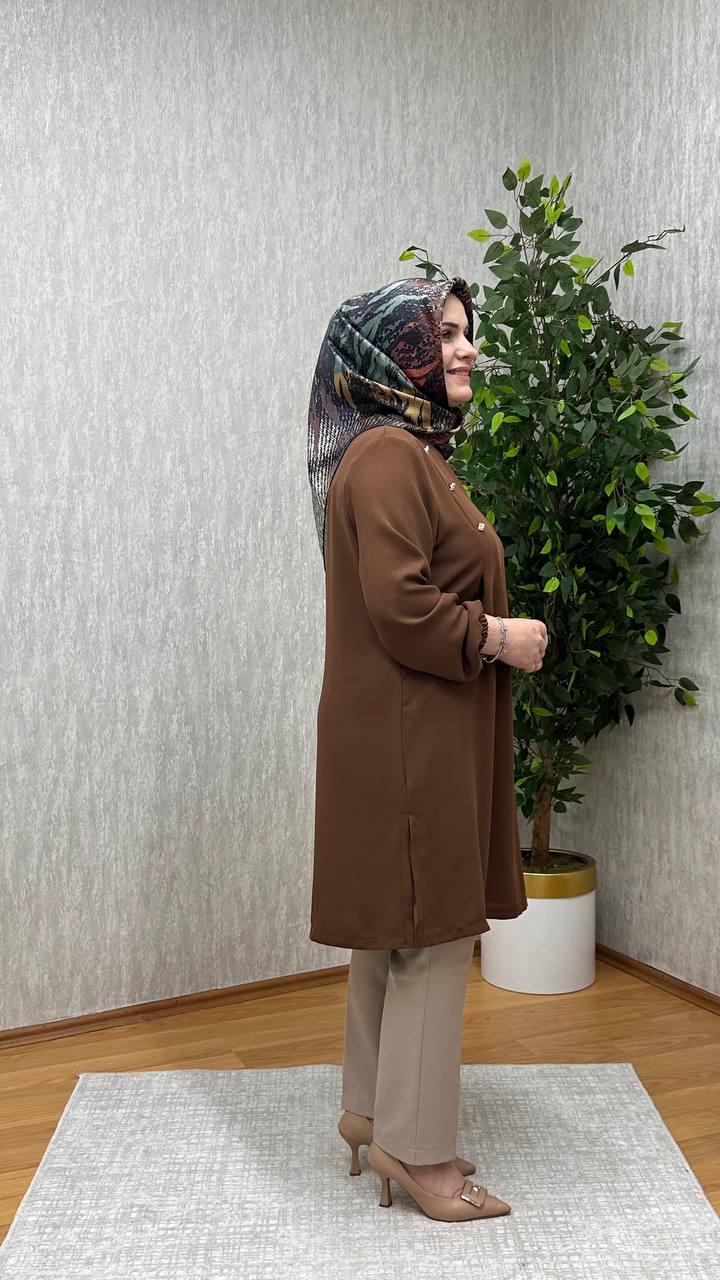 GÖZDE KREP TUNİK KAHVE GÖZDE KREP TUNİK KAHVE