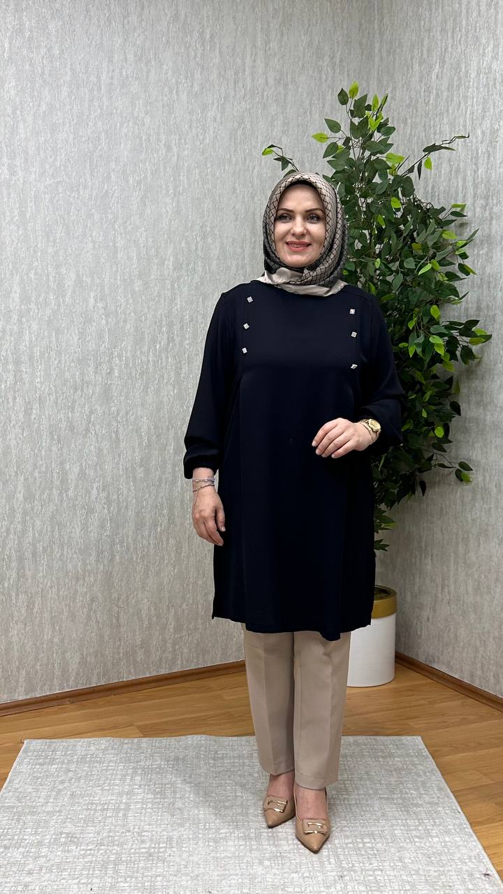 GÖZDE KREP TUNİK  SİYAH