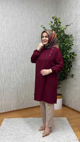 GÖZDE KREP TUNİK  BORDO