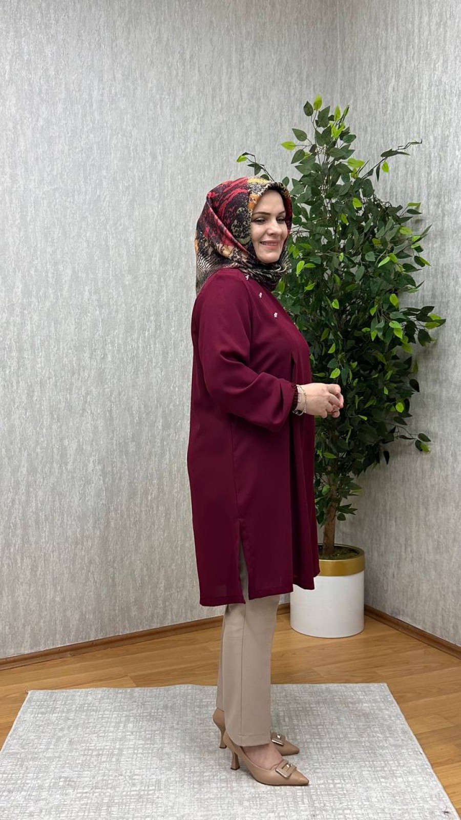 GÖZDE KREP TUNİK  BORDO
