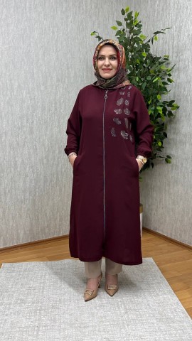 TAŞLI KREP KAP BORDO
