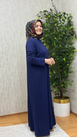 GÖKSU İTHAL KREP ÖRME ELBİSE LACİVERT