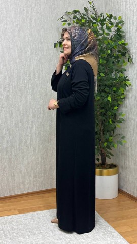 GÖKSU İTHAL KREP ÖRME ELBİSE SİYAH