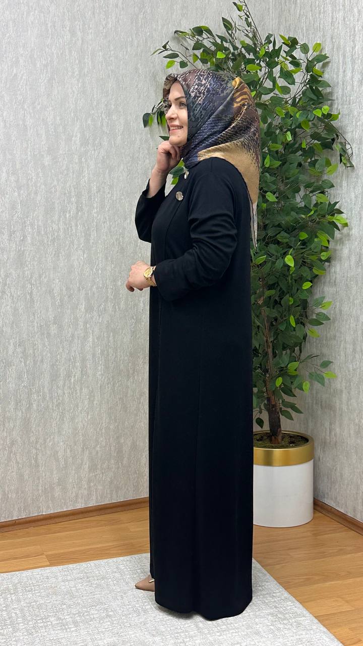 GÖKSU İTHAL KREP ÖRME ELBİSE SİYAH