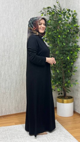 GÖKSU İTHAL KREP ÖRME ELBİSE SİYAH