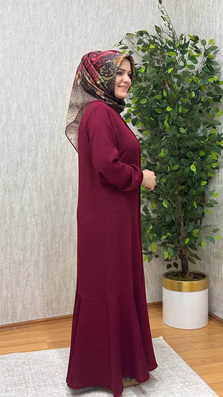 EDİS İTHAL KREP  ELBİSE BORDO