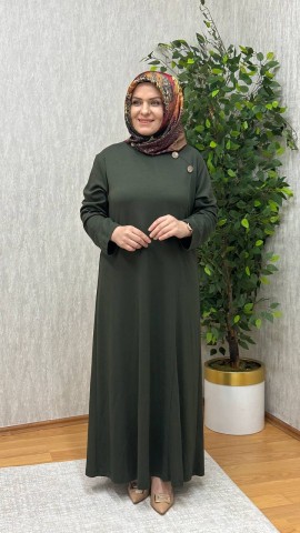 GÖKSU İTHAL KREP ÖRME ELBİSE HAKİ