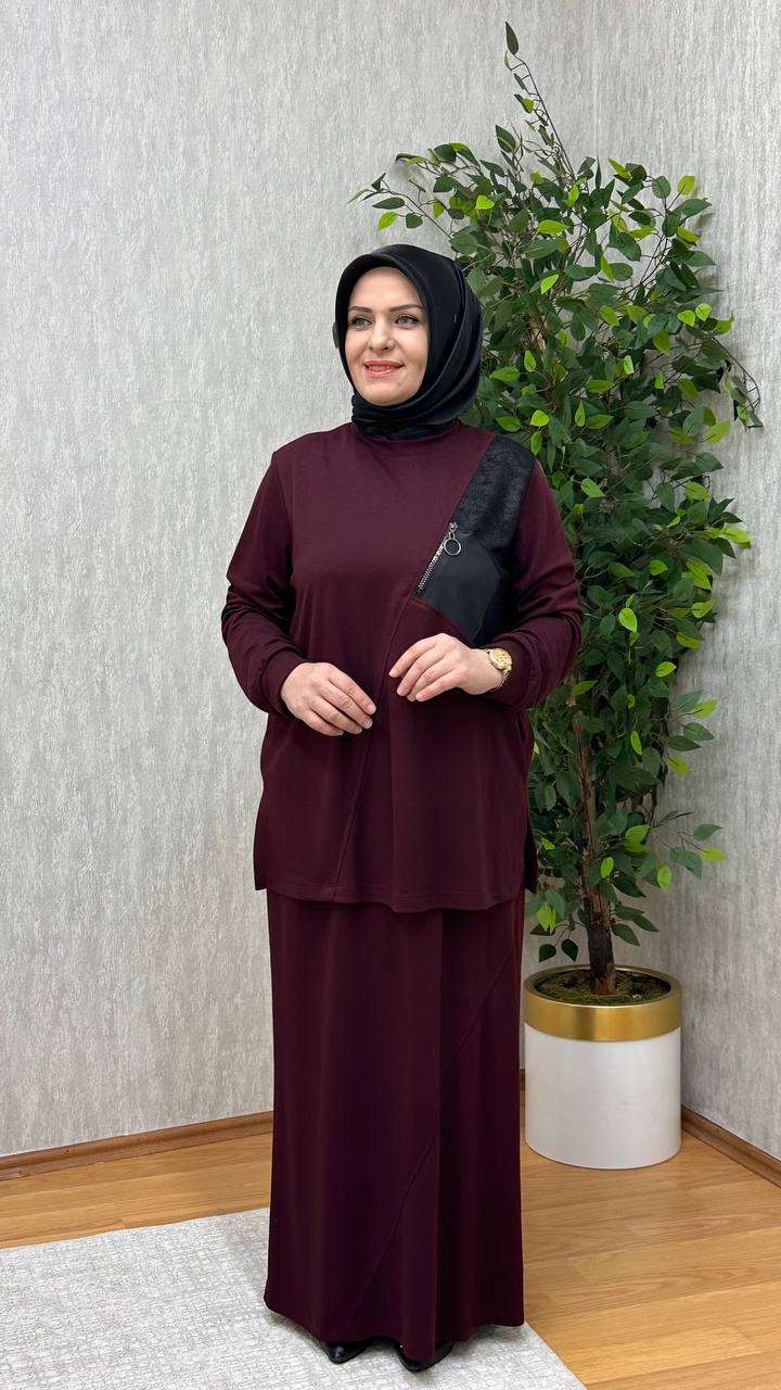 GÜNEŞ ETEKLİ BELİZ TAKIM BORDO