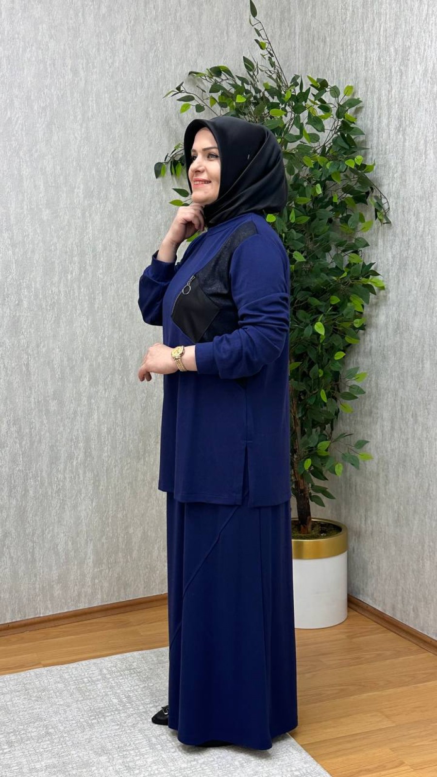 GÜNEŞ ETEKLİ BELİZ TAKIM LACİVERT