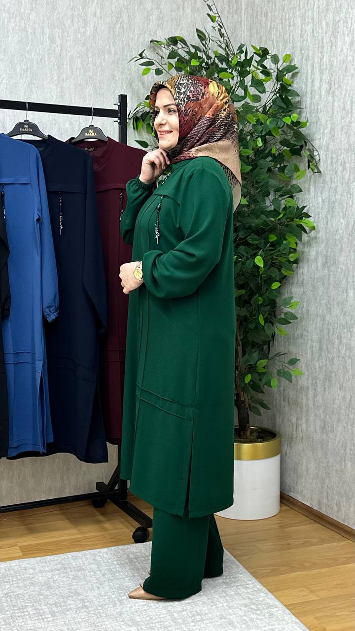 MERVE PANTOLONLU KREP TAKIM ZÜMRÜT