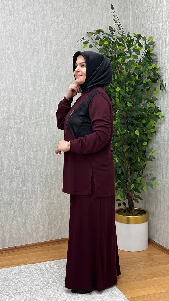 GÜNEŞ ETEKLİ BELİZ TAKIM BORDO