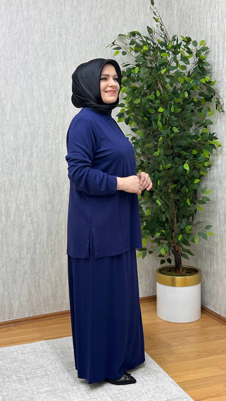 GÜNEŞ ETEKLİ BELİZ TAKIM LACİVERT