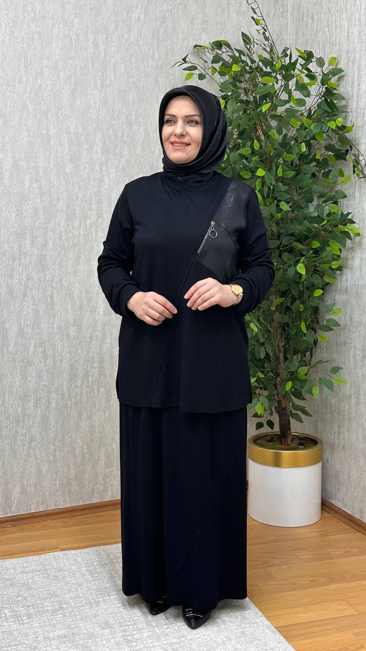GÜNEŞ ETEKLİ BELİZ TAKIM SİYAH