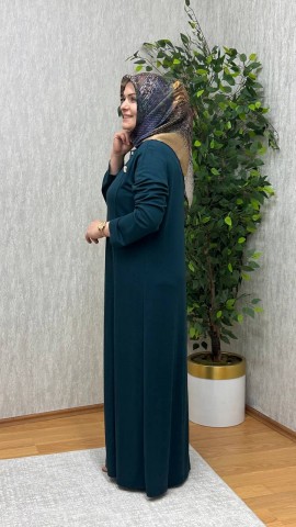 GÖKSU İTHAL KREP ÖRME ELBİSE ZÜMRÜT