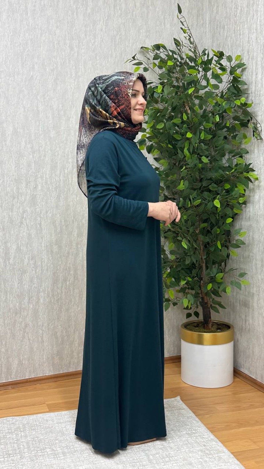 GÖKSU İTHAL KREP ÖRME ELBİSE ZÜMRÜT